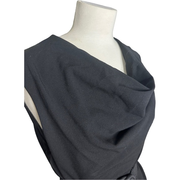 Calvin Klein Exposed Gold Side Zipper Ruched Neckline Black Cocktail Dress 14 - Picture 5 of 9